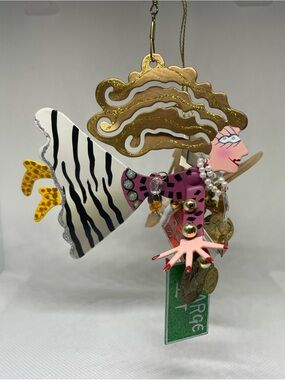 Vintage Karen Rossi Ornament Zebra Shopper Silvestri Fanciful Flights Rare NWT